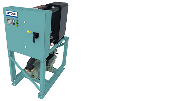 A YORK YCSE water-cooled chiller on a white background
