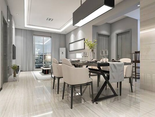 Well lit living area along with a dining space